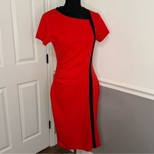 Chic Red Dress with Black Detail